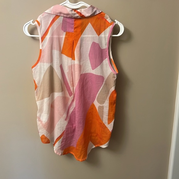 CHARLIE B sleeveless voile printed top in punch size XS - Picture 5 of 9